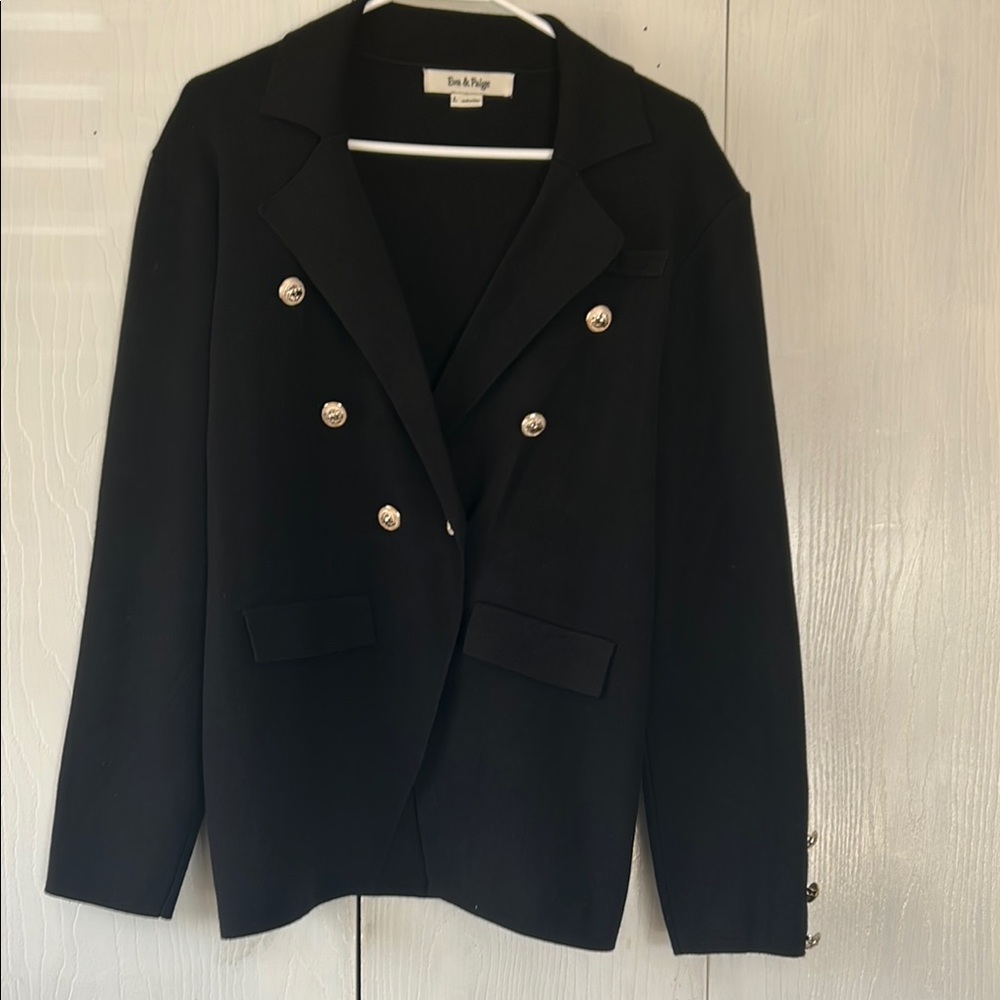 Black Double-in Breasted Women's Sweater